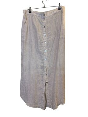 St. Tropez Women’s Linen Lagenlook Button-Front Maxi Skirt sz XL